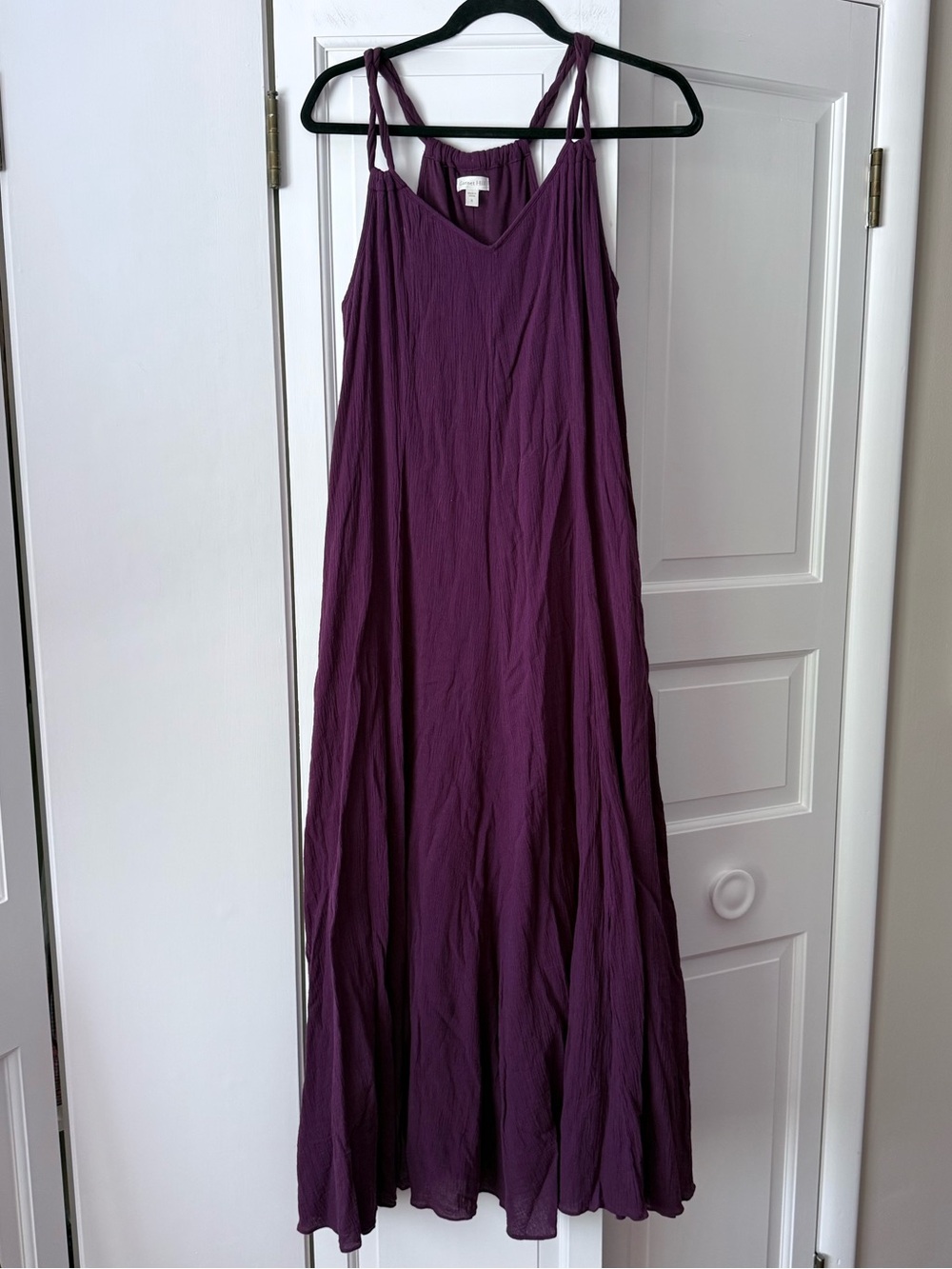 Garnet Hill Plum Maxi Dress with Double Shoulder Straps Size Small EUC